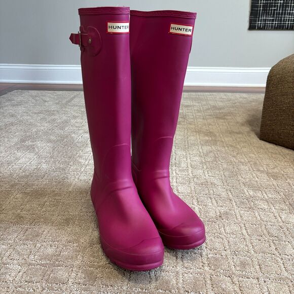 Hunter Boots Original Tall Rain Boots Women's Sz 11 Matte Purple Violet Pull On - Picture 3 of 9